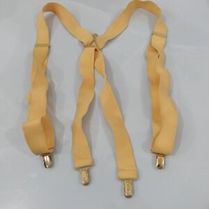 Cas Germany Suspender Mens Yellow Clip On X Back Adjustable Strap Stretch Formal